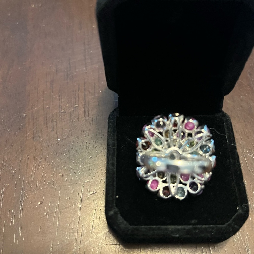 Multicolor Gemstone Silver Ring - image 6